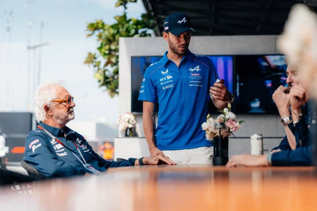 FORMULA 1 GULF AIR BAHRAIN GRAND PRIX IN MALAYSIA 2026 Pierre Gasly (BWT Alpine F1 Team, 10) and Flavio Briatore (Team Principal, BWT Alpine Formula One Team) on Friday morning at the Bahrain GP in Malaysia 2026 02 10 2026