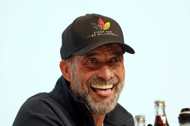 Germany vs. Serbia, Soccer, Men s, 2026–2027 Season, International Match, Nations League, Matchday 3, League A, Group 2, Allianz Arena: Jürgen Klopp, head coach of the German national team, at the post-match press conference; head shot, portrait, sticking out his tongue, facial expressions, in a good mood