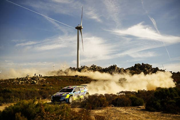 MOTORSPORTS - Rally - WRC, Motorsport Rallye, WM Rally Italia Sardegna Photo by IPA ABACAPRESS.COM89219292 - ,Driver Roberto Dapra and Co-Driver Luca Guglielmetti in a äkoda Fabia RS RC2 Rally2 WRC2, finished in 2nd place on the second day of the 2026 FIA World Rally Championship (WRC) Rally Italia Sardegna on October 2 in Alghero, Sardinia, Italy Italia Italy  Copyright: xIPAxSport ABACAx