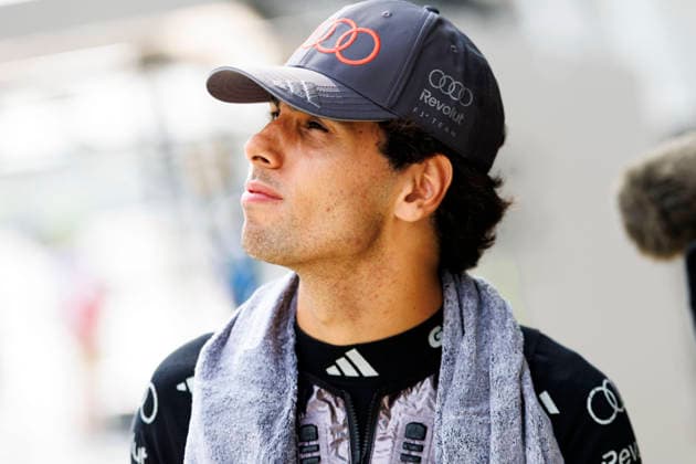 2nd October 2026; Sepang IC, Kuala Lumpur, Malaysia; Formula 1, Bahrain Grand Prix, Free Practice Day; Gabriel Bortoleto (5) of Brazil and Audi Revolut F1 Team in the pits during free practice 2 at the Bahrain Grand Prix StephenxBlackberry