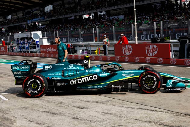 2nd October 2026; Sepang IC, Kuala Lumpur, Malaysia; Formula 1, Bahrain Grand Prix, Free Practice Day; Fernando Alonso (14) of Spain and Aston Martin Aramco Formula One Team in the pits during free practice 2 at the Bahrain Grand Prix StephenxBlackberry