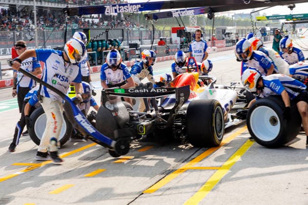 2nd October 2026; Sepang IC, Kuala Lumpur, Malaysia; Formula 1, Bahrain Grand Prix, Free Practice Day; Arvid Lindblad (41) of Great Britain and Visa Cash App Racing Bulls Formula One Team in the pits during free practice 2 at the Bahrain Grand Prix StephenxBlackberry
