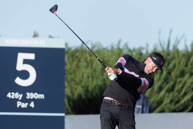 RECORD DATE NOT STATED 2nd October 2026; Kingsbarns Golf Links, St Andrews, Scotland; DP World Tour Golf, Alfred Dunhill Links Championship, Day 2; Bubba Watson of USA plays a shot from the tee on the fifth hole DavidxYoung