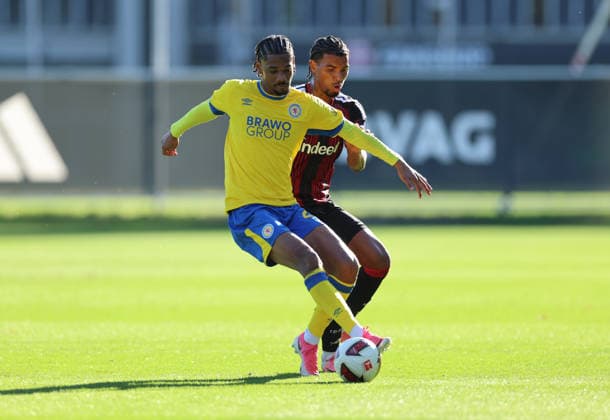 October 2, 2026, Soccer Friendly Match, Eintracht Frankfurt vs. Eintracht Braunschweig, from left: Sidi Sane (Eintracht Braunschweig), Otavio Galdino Fernandes (Eintracht Frankfurt). DFL and DFB regulations prohibit any use of photographs as image sequences and or quasi-video. xdcx Copyright: HMBxMedia Claus