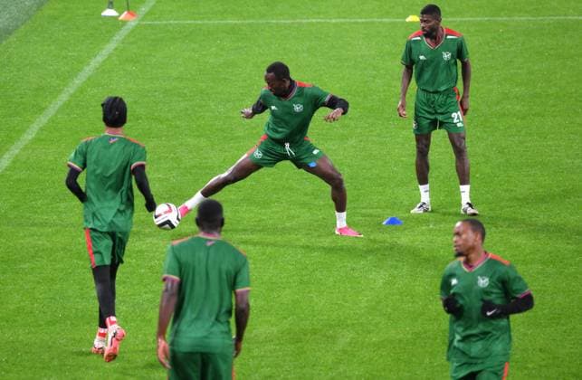 Russia Soccer Friendly Namibia Training 9256324 02.10.2026 Namibia s players attend a training session on the eve of the friendly soccer match against Russia at Yekaterinburg Arena in Yekaterinburg, Russia. Grigory Sysoev Sputnik Yekaterinburg Russia  Copyright: xGrigoryxSysoevx