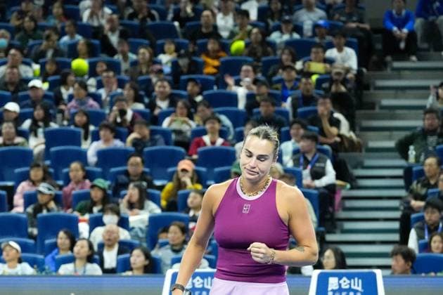 (261002) -- BEIJING, Oct. 2, 2026 -- Aryna Sabalenka of Belarus reacts during the women s singles second round match against Renata Zarazua of Mexico at 2026 China Open tennis tournament in Beijing, China, Oct. 2, 2026. ) (SP)CHINA-BEIJING-TENNIS-CHINA OPEN-WOMEN S SINGLES(CN) JuxHuanzong 
