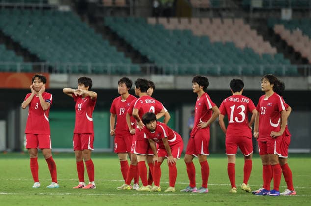 (261002) -- FUKUROI, Oct. 2, 2026 -- Players of the Democratic People s Republic of Korea react after the women s final match of football between Japan and the Democratic People s Republic of Korea (DPRK) at 20th Asian Games Aichi-Nagoya 2026 in Fukuroi of Shizuoka Prefecture, Japan, Oct. 2, 2026. ) (SP)JAPAN-FUKUROI-ASIAN GAMES-FOOTBALL-WOMEN FINAL-PRK VS JPN JiaxHaocheng 