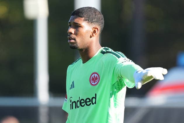 Goalkeeper Kaua Santos, Eintracht Frankfurt, October 2, 2026, Bundesliga, Season 26–27, Eintracht Frankfurt vs. Eintracht Braunschweig, Deutsche Bank Park, Training Field, Friendly Match