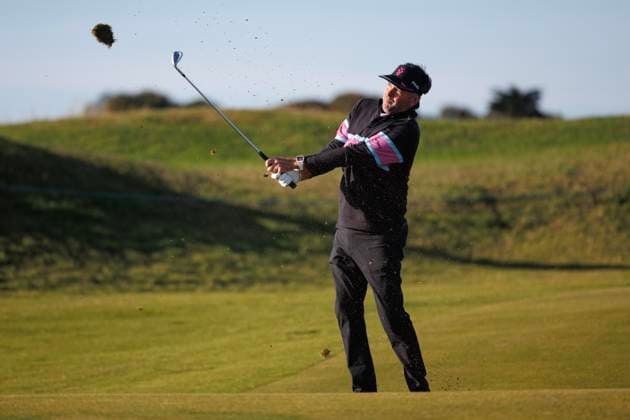 RECORD DATE NOT STATED 2nd October 2026; Kingsbarns Golf Links, St Andrews, Scotland; DP World Tour Golf, Alfred Dunhill Links Championship, Day 2; Bubba Watson of USA plays a shot from the fairway on the fourth hole DavidxYoung