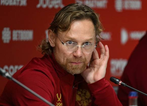 Russia Soccer Friendly Russia Training 9256463 02.10.2026 Russia s head coach Valery Karpin attends a news conference on the eve of the friendly soccer match against Namibia at Yekaterinburg Arena in Yekaterinburg, Russia. Grigory Sysoev Sputnik Yekaterinburg Russia  Copyright: xGrigoryxSysoevx