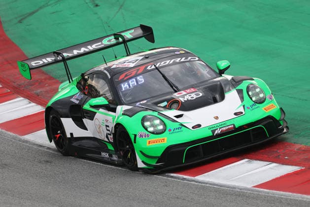 GT World Challenge Europe powered by AWS Barcelona 2026 Mark Kastelic of Dinamic GT drives a Porsche 911 GT3 R (992) EVO during free practice 1 of the GT World Challenge powered by AWS 2026 at the Barcelona-Catalunya Circuit in Barcelona, Spain, on October 2, 2026. Barcelona Barcelona Spain  Copyright: xUrbanandsportx originalFilename:valls-gtworldc261102_npxaI.jpg