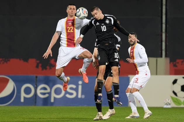 Lukass Vapne (10) of Latvia and Stefan Loncar (22) of Montenegro In action during UEFA Nations League Group C2 football game between Latvia and Montenegro in Riga, Latvia, Fri, Oct. 2, 2026. Riga Latvia Copyright: xRomanxKoksarovx RKV09902.JPG
