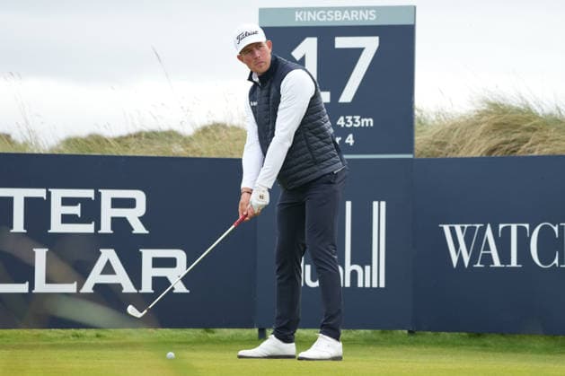 RECORD DATE NOT STATED 2nd October 2026; Kingsbarns Golf Links, Kingsbarns, Scotland; DP World Tour Golf, Alfred Dunhill Links Championship, Day 2; Niklas Norgaard plays his tee shot on the 17th hole AlecxBrown