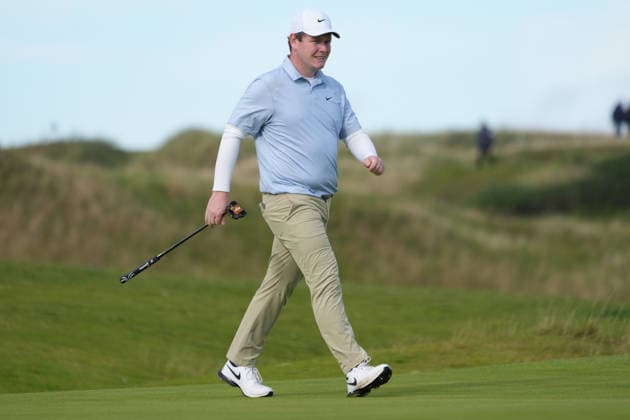 RECORD DATE NOT STATED 2nd October 2026; Kingsbarns Golf Links, Kingsbarns, Scotland; DP World Tour Golf, Alfred Dunhill Links Championship, Day 2; Robert MacIntyre walks across the green on the 6th hole AlecxBrown