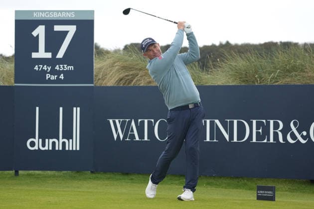 RECORD DATE NOT STATED 2nd October 2026; Kingsbarns Golf Links, Kingsbarns, Scotland; DP World Tour Golf, Alfred Dunhill Links Championship, Day 2; Padraig Harrington plays his tee shot on the 17th hole AlecxBrown