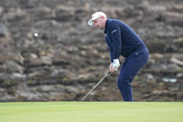 RECORD DATE NOT STATED 2nd October 2026; Kingsbarns Golf Links, Kingsbarns, Scotland; DP World Tour Golf, Alfred Dunhill Links Championship, Day 2; Lucas Herbert chips onto the green on the 15th hole AlecxBrown