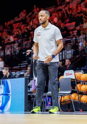 October 2, 2026 Basketball Season 2026–2027 2nd Bundesliga Pro A Matchday 2 Nuremberg Falcons Basketball Club (NBC) vs. EPG Baskets Koblenz Sports photo by Zink DaMa xdaxmax Tim Timothy James Black, Head Coach of the Nuremberg Falcons BC (NBC), looking pensive