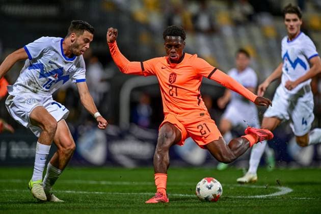 MARIBOR , 02-10-2026 , Stadion Ljudski vrt , season 2026 2027 , UEFA EURO, EM, Europameisterschaft,Fussball U-21 Qualification football , match between Slovenia U-21 and Netherlands U-21, picture shows Netherlands U21, U 21 player Ernest Poku Slovenia - Netherlands u21 x207825029x Copyright: