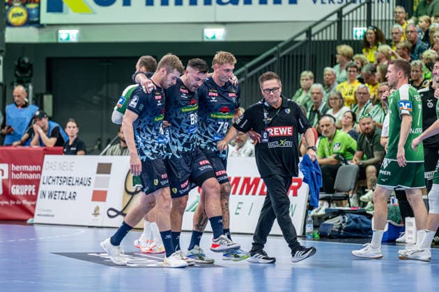 OPEL Handball Bundesliga: HSG Wetzlar vs. Rhein Neckar Löwen, October 2, 2026; Jannik Kohlbacher (Rhein Neckar Löwen), 80, Tim Nothdurft, Rhein Neckar Löwen, 8, Edwin Aspenbäck, Rhein Neckar Löwen, 78 OPEL Handball Bundesliga HSG Wetzlar vs. Rhein Neckar Löwen, Wetzlar, October 2, 2026 Copyright: xBEAUTIFULxSPORTS Roeczeyx