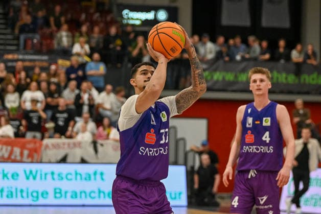 Tai Bibbs, BG Göttingen, 33 on a free throw: Artland Dragons vs. BG Göttingen, 2nd Basketball Bundesliga, Pro A, Matchday 2, 2026–2027 season, October 2, 2026, Artland Dragons vs. BG Göttingen, 2nd Basketball Bundesliga, Pro A, Matchday 2, 2026–2027 season, October 2, 2026, Quakenbrück Copyright: xEibner-Pressefoto RobertxGertzenx EP_RGN