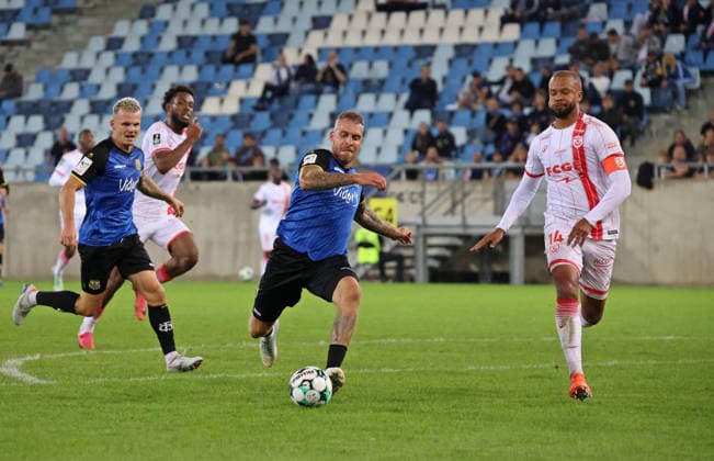 October 2, 2026, Soccer, Men s, Friendly Match, 2026–2027 Season, 1 FC Saarbrücken vs. AS Nancy Lorraine, Patrick Schmidt (1 FC Saarbrücken) vs. Nicolas Saint Ruf (AS Nancy Lorraine), Saarbrücken, Ludwigsparkstadion, Saarland, Germany Copyright: xFabianxKleerx