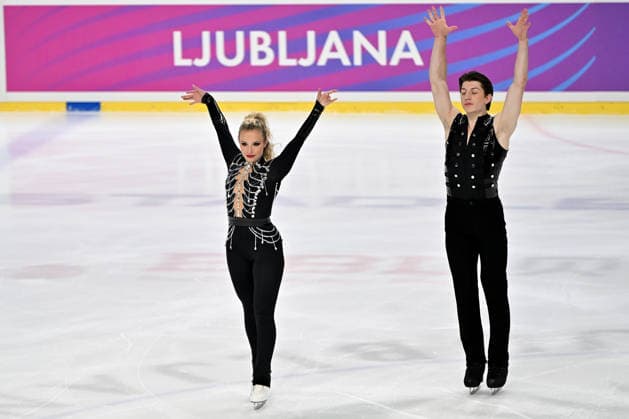 LJUBLJANA; SLOVENIJA - OCTOBER 02: Ambre Perrier Gianesini and Samuel Blanc Klaperman of France in action during the Junior Ice Dance - Rhythm Dance on the ISU Figure skating, Eiskunstlauf Junior Grand Prix Ljubljana 2026 in Hala Tivoli on October 02, 2026 in Ljubljana, Slovenia. (Photo by Igor Kupljenik Sports Press Photo). Copyright: xIgorxKupljenikx xSPPx Sportspressphoto_SPR243842