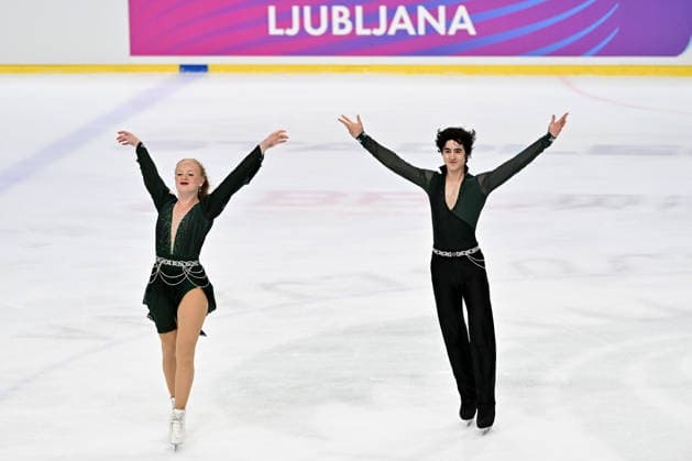 LJUBLJANA; SLOVENIJA - OCTOBER 02: Lara Sundberg and Hector Gonzalez Elvira of Spain in action during the Junior Ice Dance - Rhythm Dance on the ISU Figure skating, Eiskunstlauf Junior Grand Prix Ljubljana 2026 in Hala Tivoli on October 02, 2026 in Ljubljana, Slovenia. (Photo by Igor Kupljenik Sports Press Photo). Copyright: xIgorxKupljenikx xSPPx Sportspressphoto_SPR243873