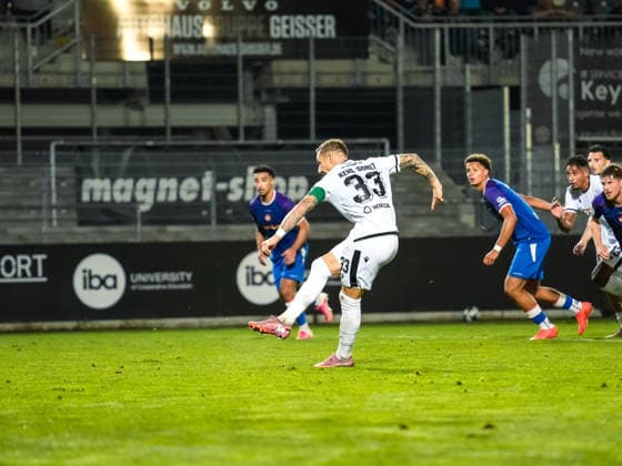 October 2, 2026, xwppx, Southwest Regional Soccer League, SV Sandhausen vs. 1. FC Kaiserslautern II; Marco Kehl Gomez scores for SV Sandhausen, making it 1–0 on a penalty kick