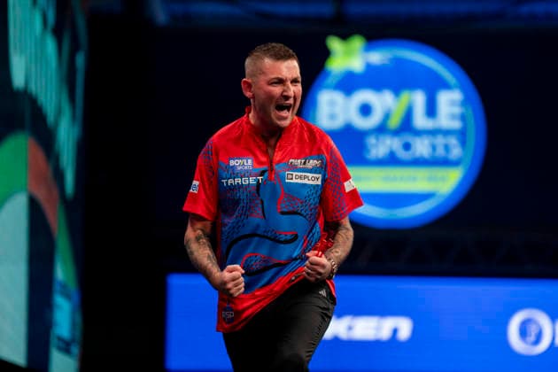 2026 BOYLE Sports World Grand Prix Nathan Aspinall celebrates winning the second set against Ryan Joyce during the 2026 Boyle Sports World Grand Prix Quarter-Finals at Mattioli Arena, Leicester, United Kingdom on 2 October 2026 Credit: Alex Young Every Second Media Editorial use only. All images are copyright Every Second Media Limited. No images may be reproduced without prior permission. Copyright: xIMAGO EveryxSecondxMediax ESM-2197-0013 AlexxYoungx xEveryxSecondxMediax