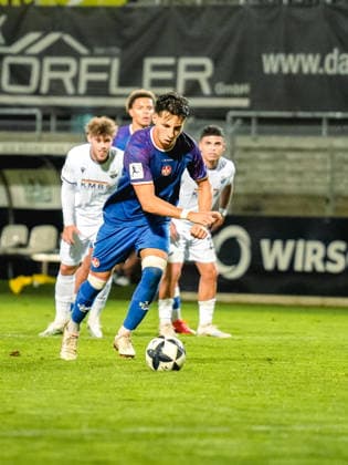October 2, 2026, xwppx, Regionalliga Southwest Soccer, SV Sandhausen vs. 1. FC Kaiserslautern II; Dion Hofmeister (1. FC Kaiserslautern II) scored on a penalty kick to tie the game 1–1