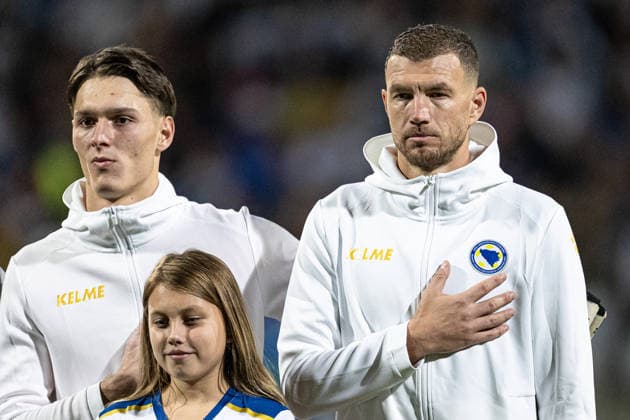 261002 Edin Džeko of Bosnia and Herzegovina ahead of the Nations League soccer match between Bosnia and Herzegovina and Sweden on October 2, 2026 in Zenica. Photo by Ludvig Thunman. BILDBYRAN code LT LT0823 soccer football fotball Nations League UEFA Nations League Bosnia and Herzegovina Sweden Sweden A BBENG  Copyright: LUDVIGxTHUNMAN BB261002LT071