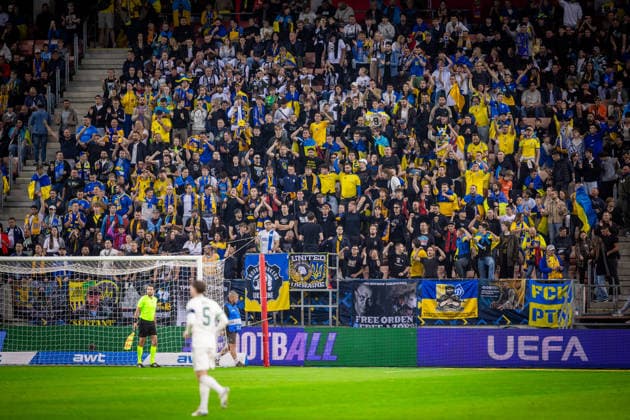 UKRAINE - NORTHERN IRELAND Fans of Ukraine during UEFA Nations League - League B - Group B2 - Matchday 3 - football match between Ukraine and Northern Ireland. Anton Malatinsky Stadium, City Arena, Trnava, Slovakia, October 02, 2026. Photo by Branislav Racko Copyright: xx 080A8642