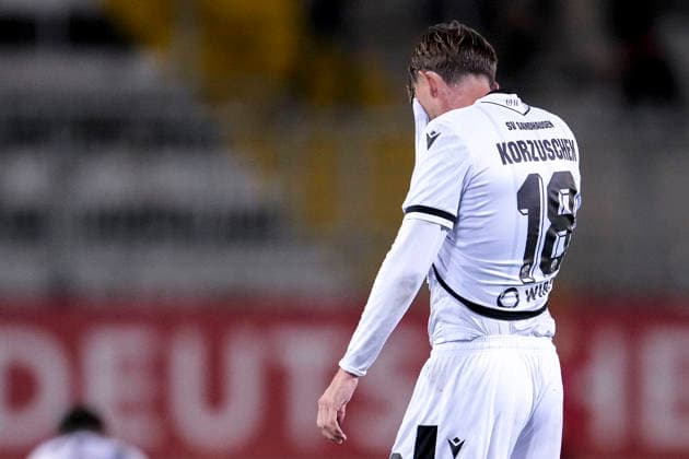 Tim Korzuschek SVS, 18, player for SV Sandhausen SVS, disappointed by the tie, just a draw, disappointment after the final whistle, highlight, loss of a point, frustration, disappointed, pessimistic, October 2, 2026, Sandhausen, Germany, soccer, Regionalliga Southwest, SV Sandhausen vs. 1. FC Kaiserslautern II xozx