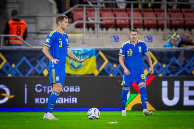 UKRAINE - NORTHERN IRELAND Eduard Sarapii (Sarapiy) of Ukraine and Polissya Zhytomyr, Mykola Matviyenko of Ukraine and Shakhtar Donetsk during UEFA Nations League - League B - Group B2 - Matchday 3 - football match between Ukraine and Northern Ireland. Anton Malatinsky Stadium, City Arena, Trnava, Slovakia, October 02, 2026. Photo by Branislav Racko Copyright: xx 080A8654