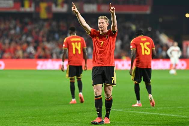 Belgium v Turkey - UEFA Nations League 2026 LIEGE, BELGIUM - OCTOBER 02 : De Bruyne Kevin forward of Belgium celebrates scoring a goal with teammates during the UEFA Nations League tournament league phase matchday 3 group A1 match between Belgium and Turkey on October 2, 2026 in Liege, Belgium, 02 10 2026 Liege Belgium  Copyright: xNicoxVereeckenx