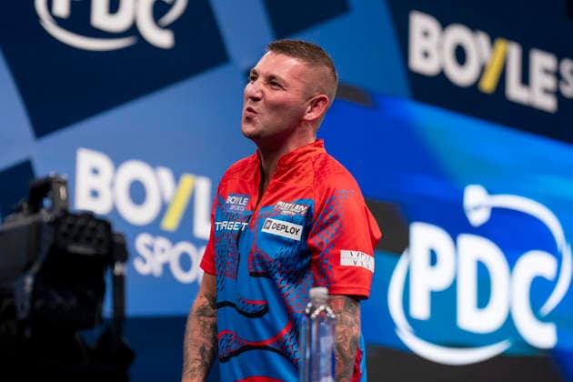 2026 BOYLE Sports World Grand Prix Nathan Aspinall celebrates winning against Ryan Joyce during the 2026 Boyle Sports World Grand Prix Quarter-Finals at Mattioli Arena, Leicester, United Kingdom on 2 October 2026 Credit: Alex Young Every Second Media Editorial use only. All images are copyright Every Second Media Limited. No images may be reproduced without prior permission. Copyright: xIMAGO EveryxSecondxMediax ESM-2197-0018 AlexxYoungx xEveryxSecondxMediax