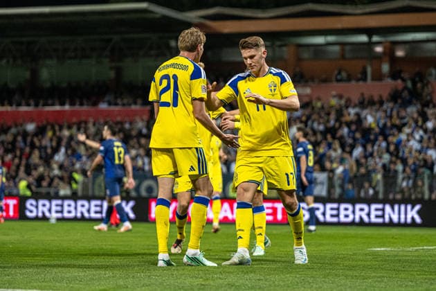 261002 Viktor Gyökeres of Sweden celebrates after scoring the 0-1 goal during the Nations League soccer match between Bosnia and Herzegovina and Sweden on October 2, 2026 in Zenica. Photo by Ludvig Thunman, BILDBYRAN. Code: LT LT0823. soccer, football, fotball, Nations League, UEFA Nations League, Bosnia and Herzegovina, Sweden, Sweden A, BBENG, celebration Copyright: LUDVIGxTHUNMAN BB261002LT111
