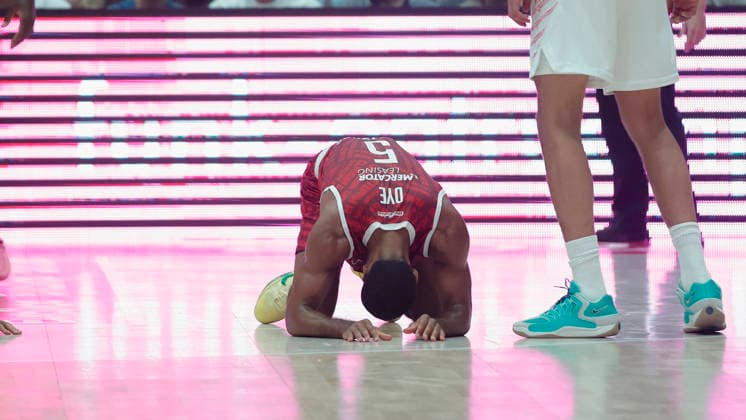 Pictured: Kenny Dye of the Würzburg Baskets looks disappointed, February 5, 2026, Fitness First Würzburg Baskets vs. Telekom Baskets Bonn, easyCredit BBL, Matchday 4, Germany, 97072, tectake Arena Würzburg, Copyright: HMBxMedia xJulienxBecker