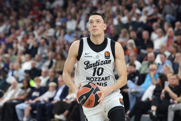 Nikola Tanaskovic, Partizan Belgrade, No. 10 with the ball, GER, FC Bayern Basketball vs. Partizan Mozzart Bet Belgrade, Basketball, EuroLeague, Matchday 3, 2026–2027 Season, October 2, 2026, GER, FC Bayern Basketball vs. Partizan Mozzart Bet Belgrade, Basketball, EuroLeague, Matchday 3, 2026–2027 Season, October 2, 2026, Munich Copyright: xEibner-Pressefoto JennixMaulx EP_JML