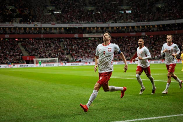 Robert Lewandowski seen celebrating after scoring goal during Nations League Division B MD1 game between national teams of Poland and Romania (Maciej Rogowski Ball Raw Images) Warsaw PGE Narodowy Poland Copyright: xMaciejxRogowskix maciejrogowski_poland_romania_2627-2