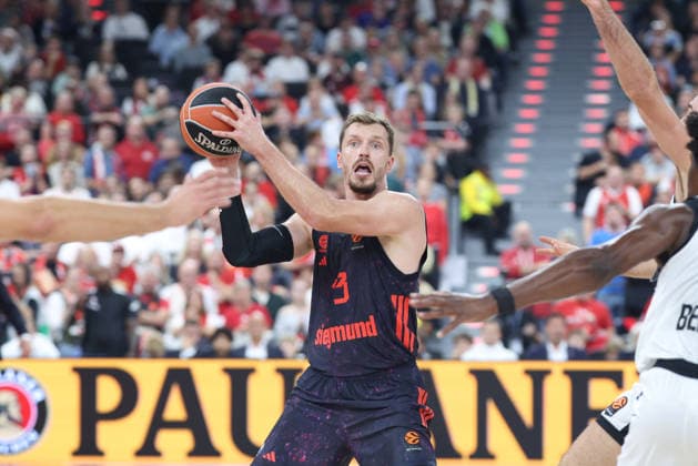 Andreas Obst, FC Bayern Basketball, No. 13 with the ball, GER, FC Bayern Basketball vs. Partizan Mozzart Bet Belgrade, Basketball, EuroLeague, Matchday 3, 2026–2027 Season, October 2, 2026, GER, FC Bayern Basketball vs. Partizan Mozzart Bet Belgrade, Basketball, EuroLeague, Matchday 3, 2026–2027 Season, October 2, 2026, Munich Copyright: xEibner-Pressefoto JennixMaulx EP_JML
