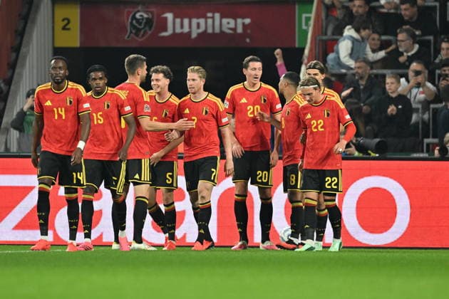 Belgium v Turkiye - UEFA Nations League LIEGE, BELGIUM - OCTOBER 2: Kevin De Bruyne (7) of Belgium celebrates with teammates after scoring a goal during the UEFA Nations League A Group 1 match between Belgium and Turkiye at the Stade Maurice Dufrasne in Liege, Belgium, on October 2, 2026. Mustafa Yalcin Anadolu Liege Belgium. Editorial use only. Please get in touch for any other usage.  Copyright: x2026xAnadoluxMustafaxYalcinx