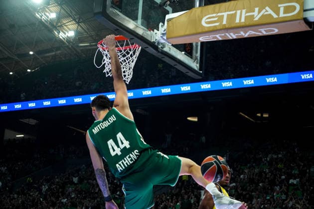 October 2, 2026, Athens, Athens, Greece: KONSTANTINOS MITOGLOU dunks the ball during the EuroLeague basketball game between Panathinaikos AKTOR Athens and Maccabi Rapyd Tel Aviv at Telekom Center Athens, Athens, Greece, October 2, 2026. Athens Greece - ZUMAa226 20261002_zip_a226_005 Copyright: xGiorgosxArapekosx