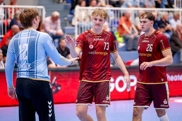 October 2, 2026, Matchday 6 of the 2nd Handball Bundesliga, TuSEM Essen vs. SC DHfK Leipzig: Finn Knaack (TuSEM Essen) 12, Finley Werschkull (TuSEM Essen) 73, Tom Wolf (TuSEM Essen) 26; NRW, Germany