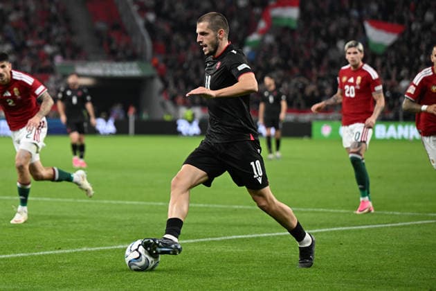 IPA89231304 - Giorgi Chakvetadze (Georgia) during the Nations League, Matchday 3, League B Group B2, between Hungary and Georgia, on October 2, 2026, at the Puskás Arena in Budapest, Hungary  Copyright: xVincenzoxOrlando IPAxSportx xx IPA89231304