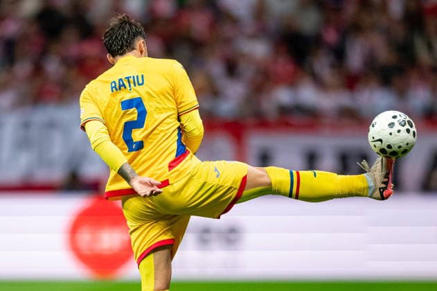 WARSAW, POLAND - OCTOBER 2: Andrei Ratiu during the UEFA Nations League Group B4 Round 3 MD1 match between Poland nad Romania at PGE Narodowy on October 2, 2026 in Warsaw, Poland --- Pilka nozna. Liga Narodow. Polska - Rumunia. (Photo by Kai Taller Arena Akcji) NEWSPIX.PL --- newspix.pl POLAND OUT! 