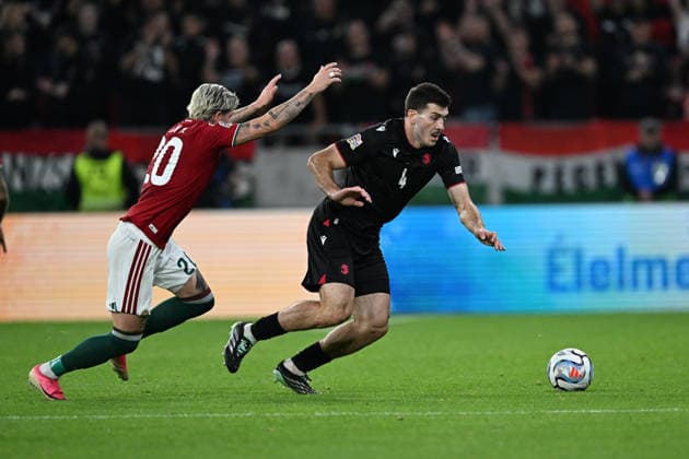 IPA89231314 - Luka Lochoshvili (Georgia) against Milan Toth (Hungary) during the Nations League, Matchday 3, League B Group B2, between Hungary and Georgia, on October 2, 2026, at the Puskás Arena in Budapest, Hungary  Copyright: xVincenzoxOrlando IPAxSportx xx IPA89231314