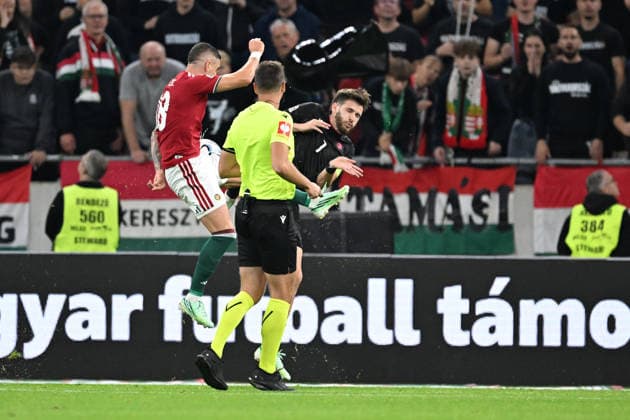 IPA89231637 - Zsolt Nagy (Hungary) against Khvicha Kvaratskhelia (Georgia) during the Nations League, Matchday 3, League B Group B2, between Hungary and Georgia, on October 2, 2026, at the Puskás Arena in Budapest, Hungary  Copyright: xVincenzoxOrlando IPAxSportx xx IPA89231637