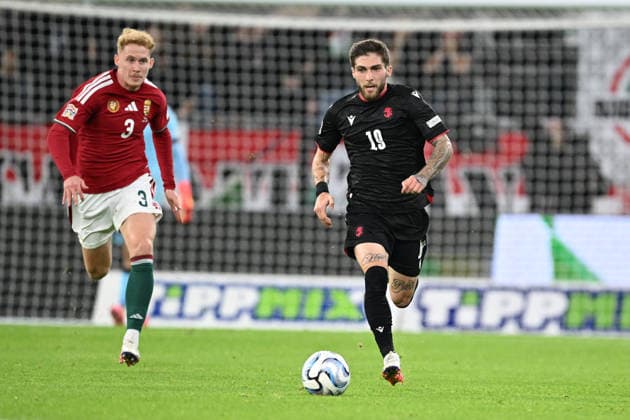 IPA89231647 - Giorgi Tsitaishvili (Georgia) during the Nations League, Matchday 3, League B Group B2, between Hungary and Georgia, on October 2, 2026, at the Puskás Arena in Budapest, Hungary  Copyright: xVincenzoxOrlando IPAxSportx xx IPA89231647