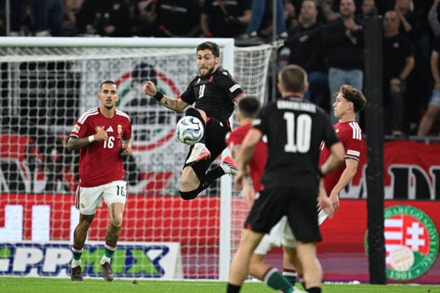 IPA89231650 - Giorgi Tsitaishvili (Georgia) during the Nations League, Matchday 3, League B Group B2, between Hungary and Georgia, on October 2, 2026, at the Puskas Arena in Budapest, Hungary  Copyright: xVincenzoxOrlando IPAxSportx xx IPA89231650